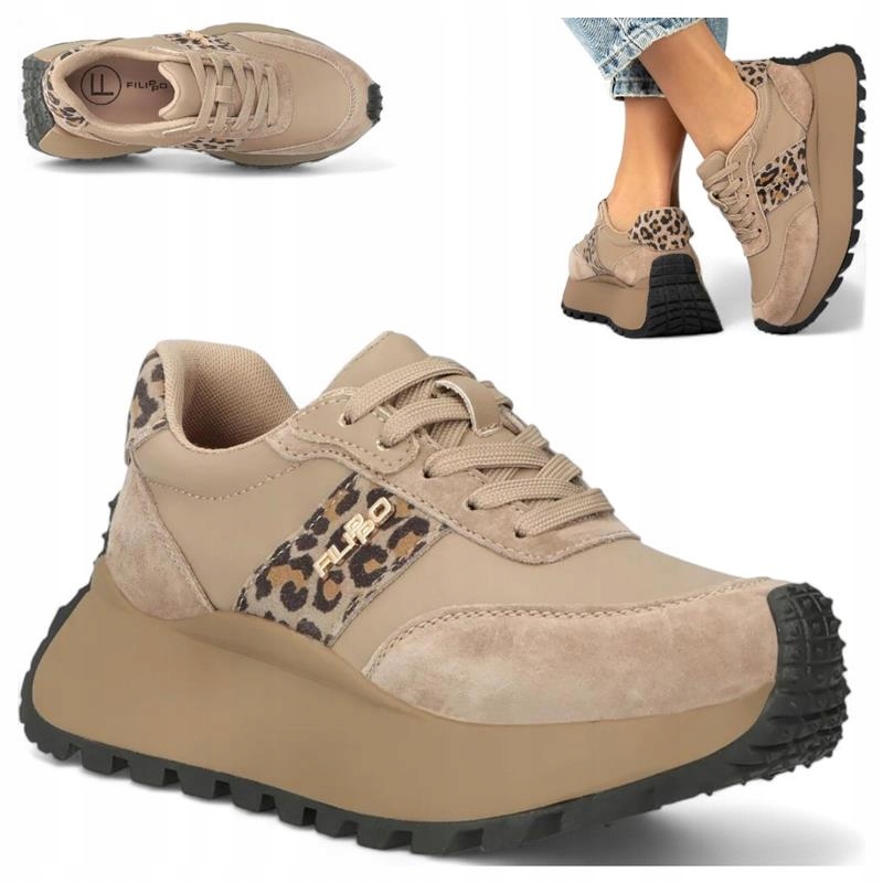 Dámské kožené tenisky 39 Filippo Pohodlné Platforma Polobotky Šněrovací