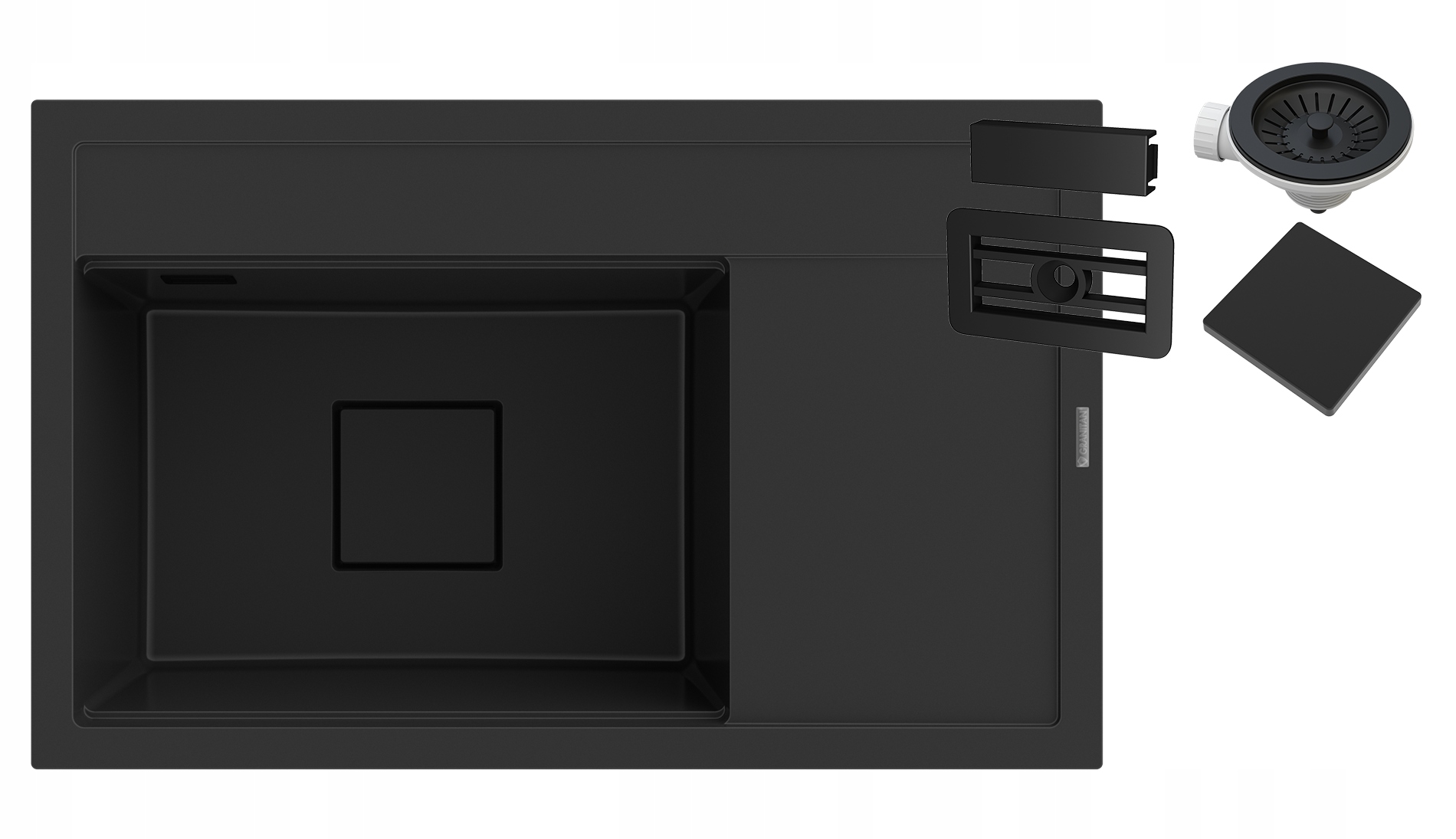 Čierny Granitový Kuchynský Drez, Krytka, Moderný Rendo