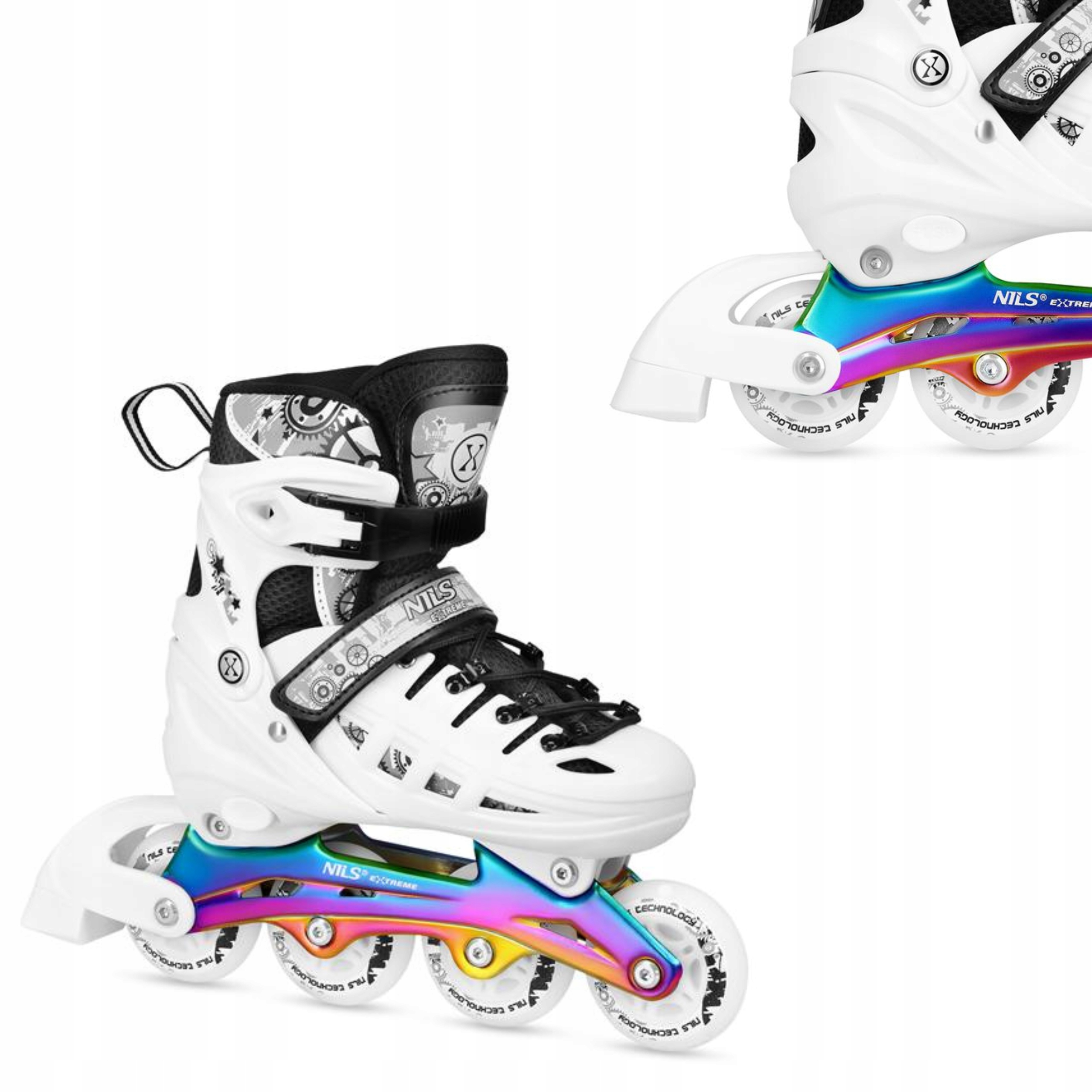 Brusle 2v1 4v1 Led pro děti Rainbow s funkcí brusle a kolečkových bruslí