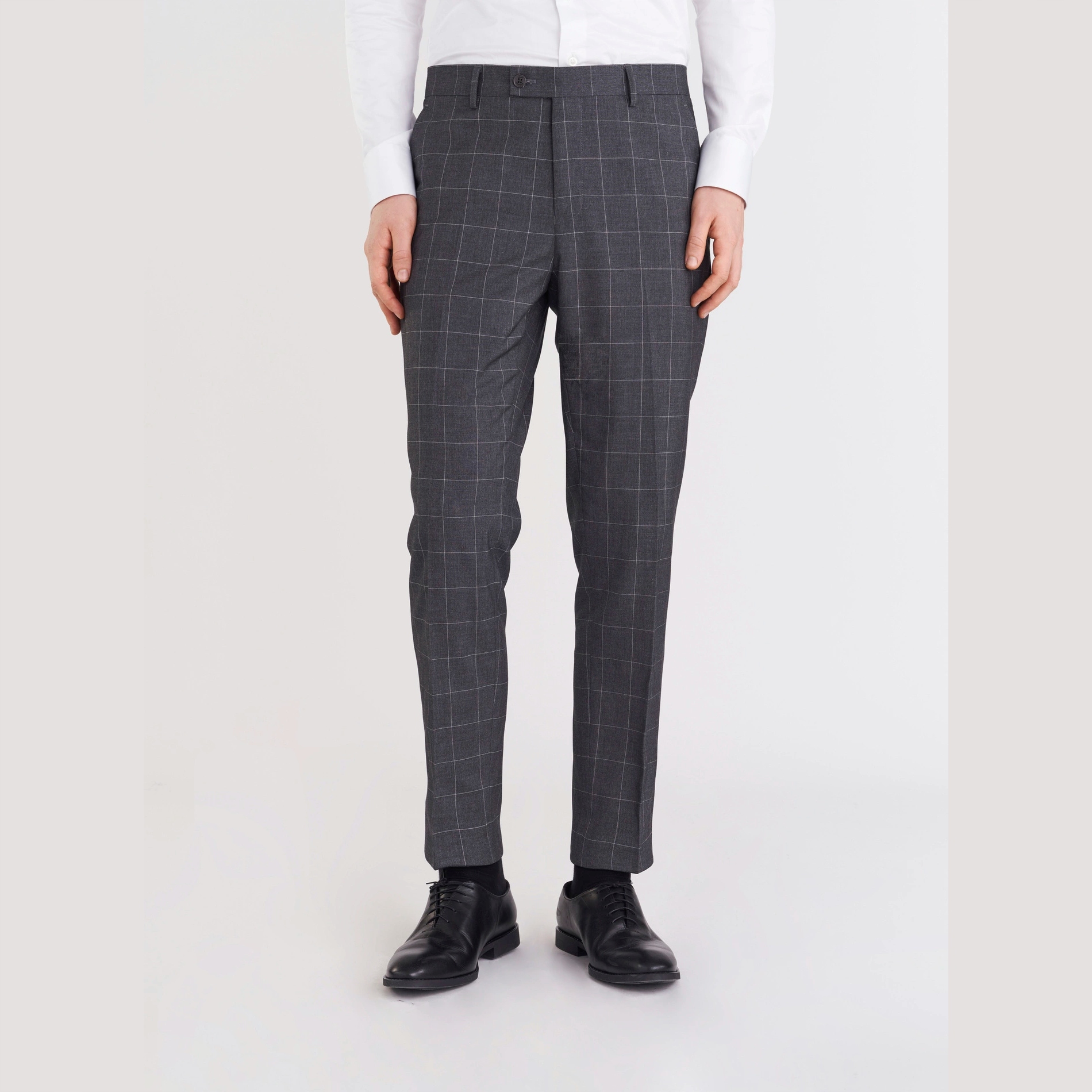 Šedé pánské kostkované oblekové kalhoty Pako Lorente 182/92
