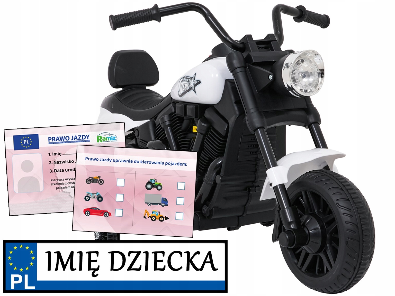 motor na akumulator Star kółka boczne Jeździk Dla Dzieci