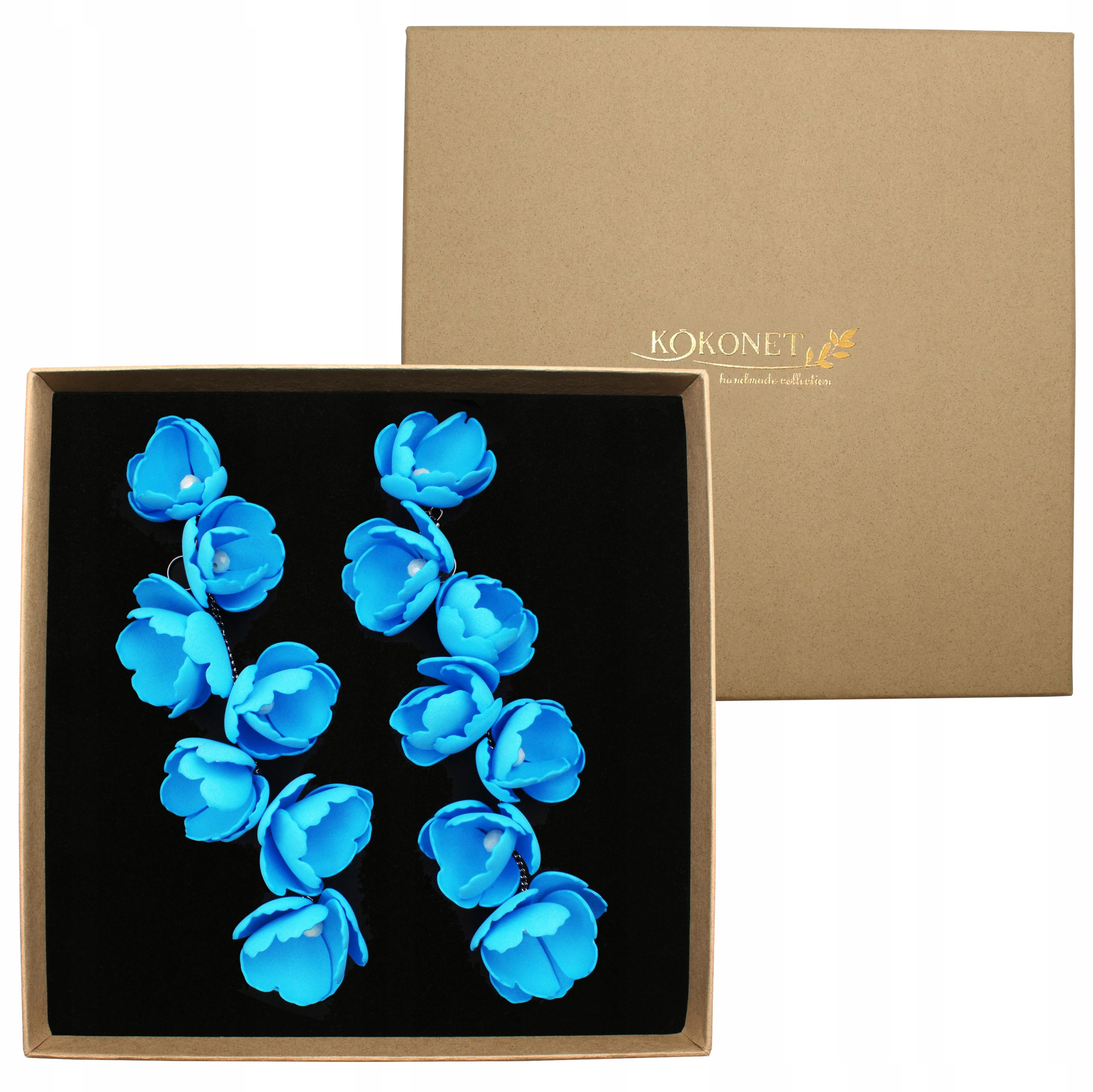 Lehké náušnice s motivem lehkých květin, dlouhé a Efektní