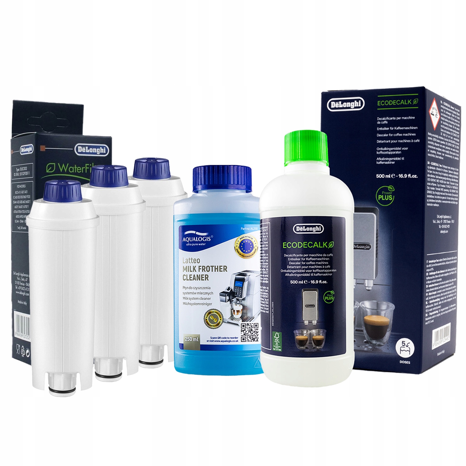 3x Filtr do kávovaru Delonghi DLSC002 EcoDecalk 500 ml Tekutina 250 ml