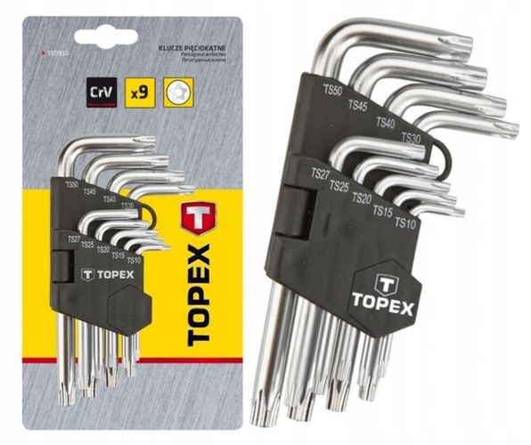 

Klucze Pięciokątne TS10-50 9 szt Topex 35D950