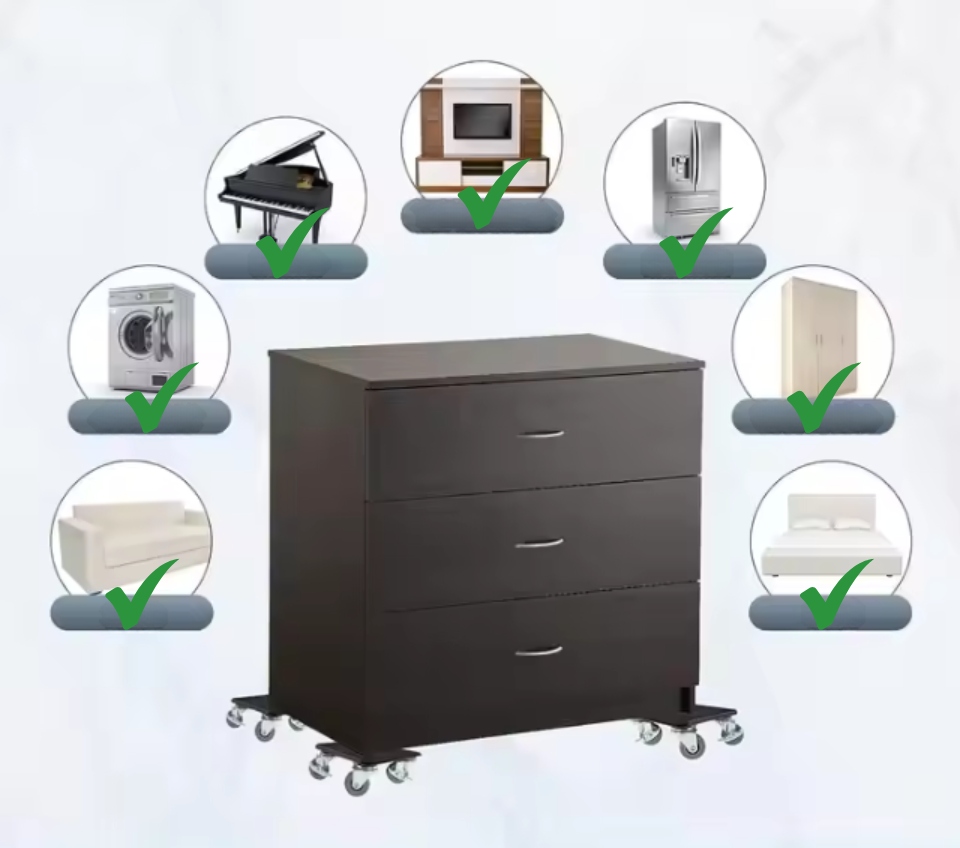 ZESTAW ROLKI DO TRANSPORTU PRZESUWANIA MEBLI HAMULCE 300KG DŁUGA RĄCZKA Marka inna