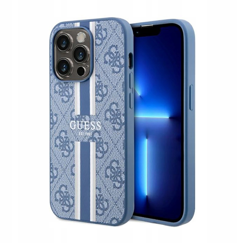 Guess 4G Printed Stripes MagSafe – Pouzdro pro iPhone 14 Pro (Modrá barva)