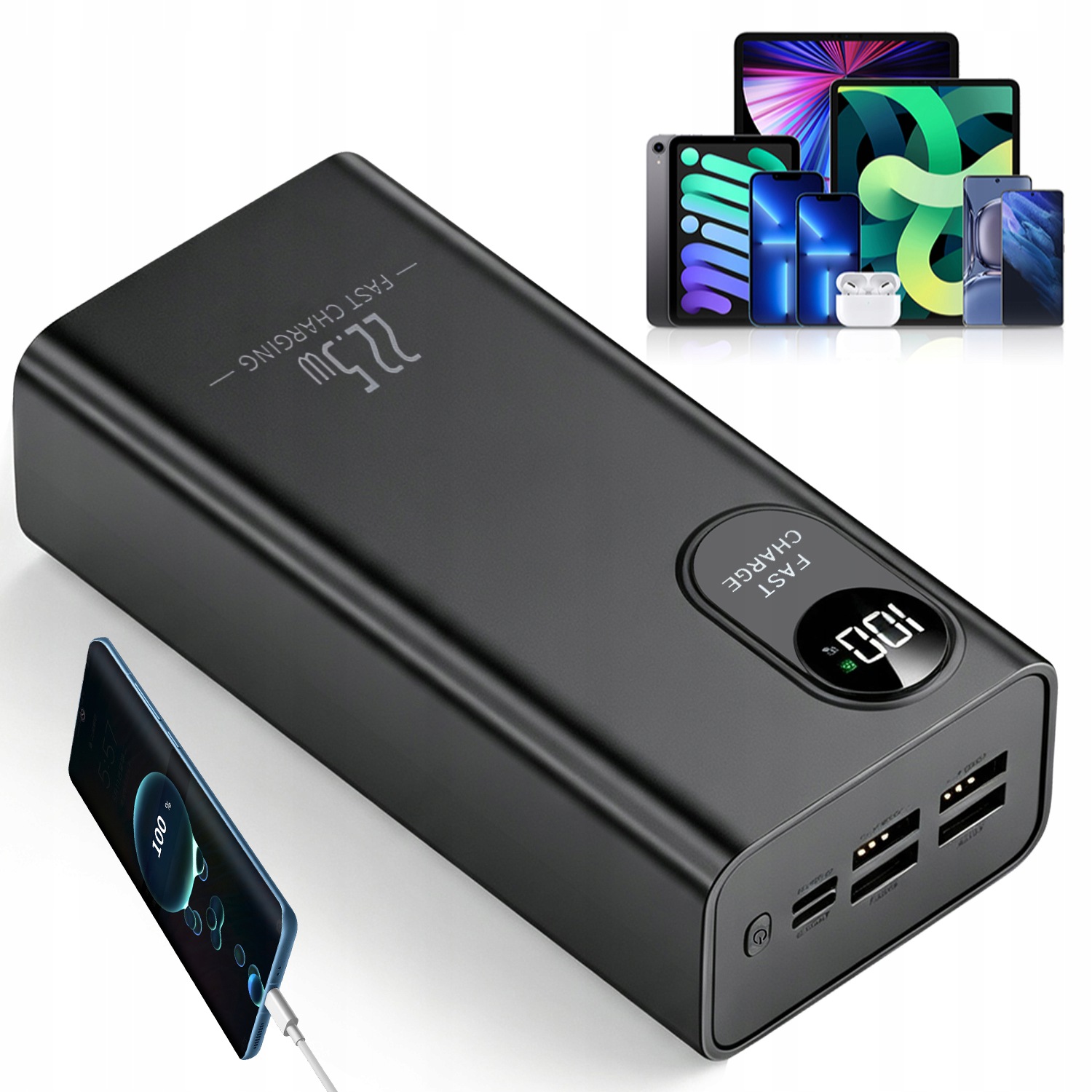 Výkonný Rychlý Cestovní Powerbanka 30000 Mah 22,5W Pd Qc Usb Usb-c Power Bank