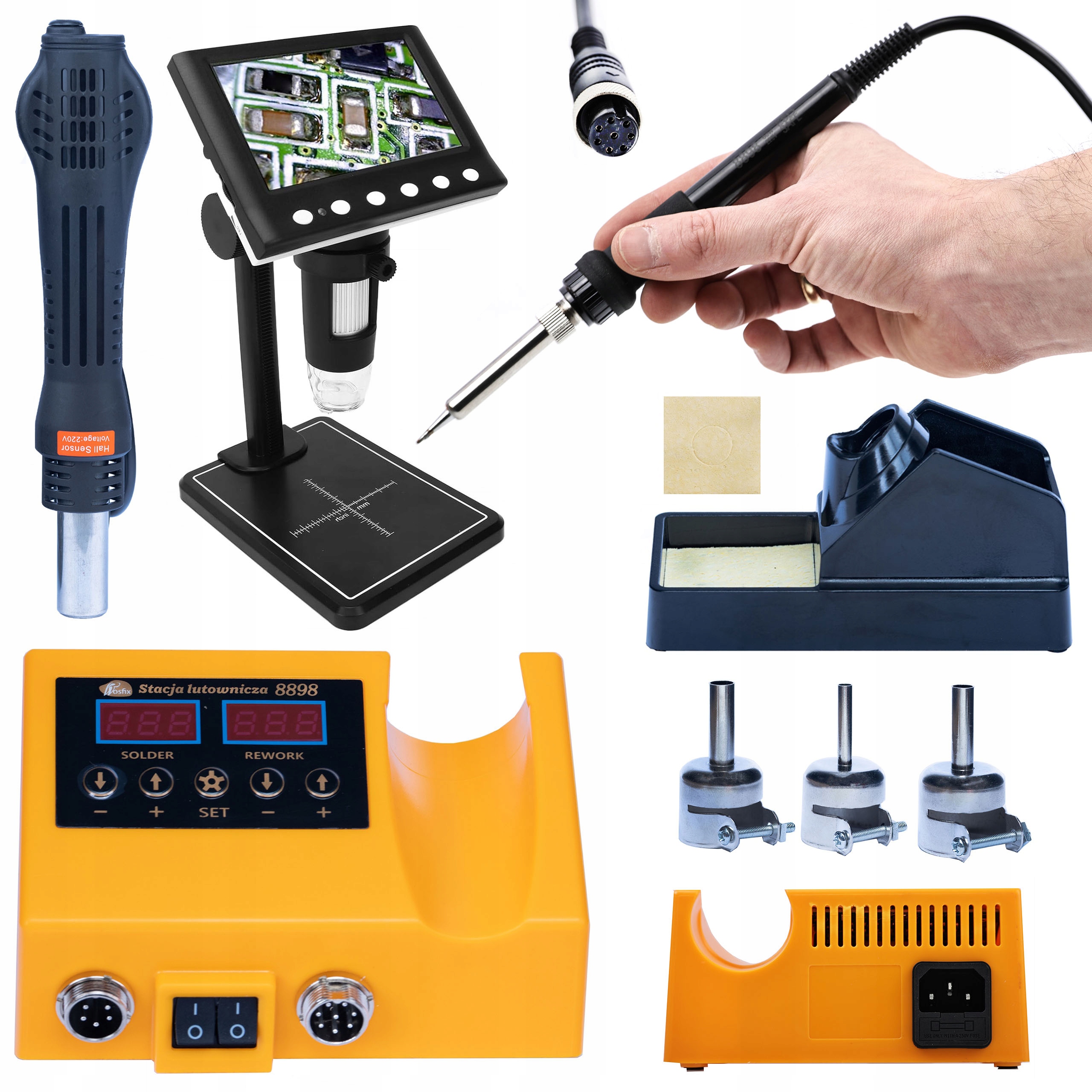 Sada Digitální mikroskop s displejem 4,3 1000X 1080P pájecí stanice