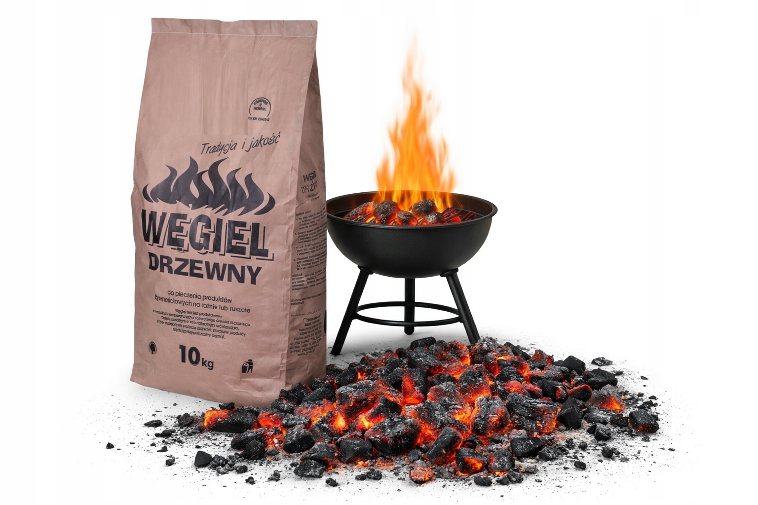 Węgiel Drzewny Bieszczadzki 10 kg Węgiel Do Grilla Grillowy Duże Kawałki