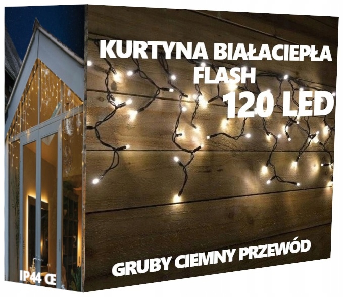

Zewnętrzne Sople 120 Led Gruby Kabel Ciepłe Stałe