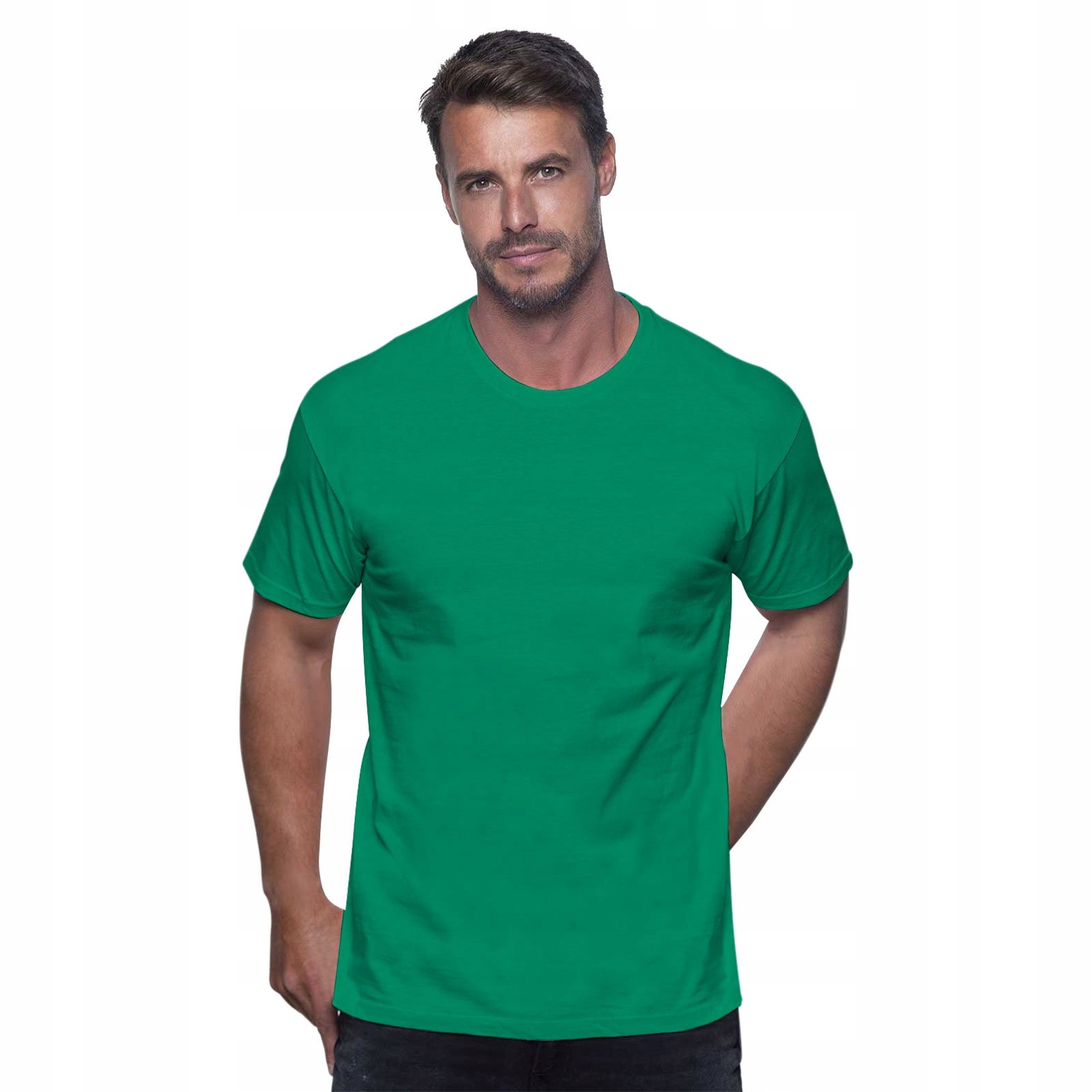 

Gładki Bawełniany T Shirt męski Jhk zieleń L