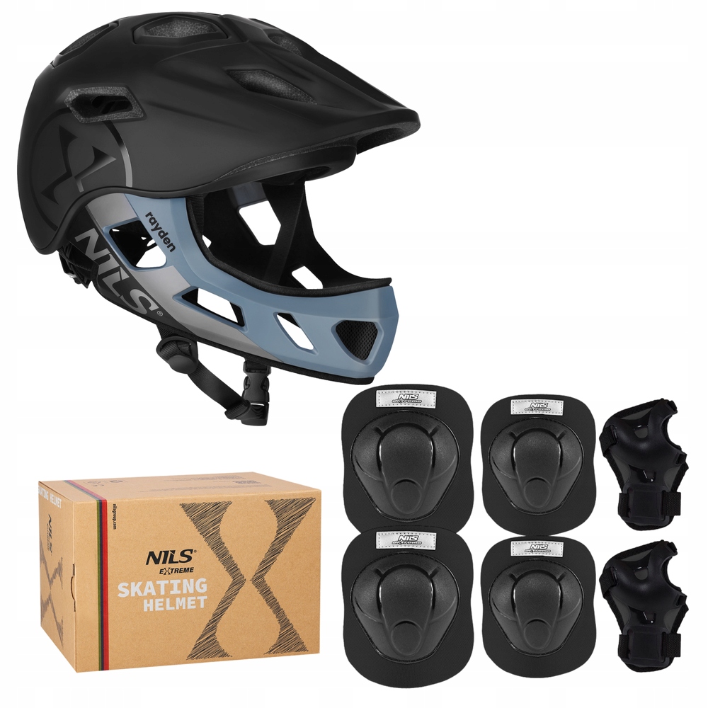 Kask Rowerowy Regulowany Full Face Szczękowy 48-53 cm Nils Ochraniacze Xs