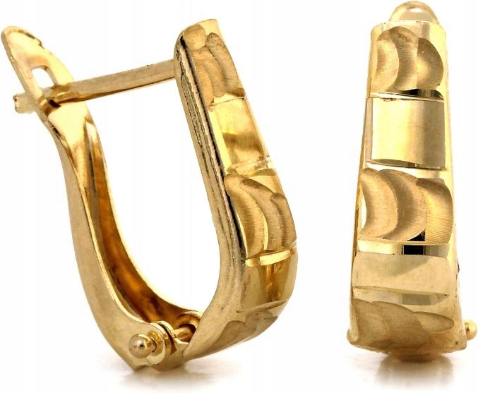 Zlaté náušnice 585, elegantní čárky, destičky ze 14karátového zlata