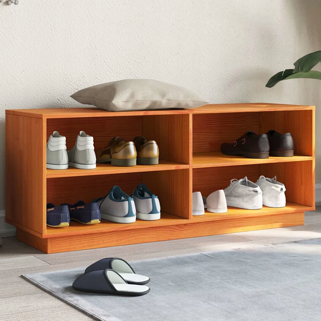 vidaXL Botník voskově hnědý 110 x 34 x 45 cm masivní borové dřevo