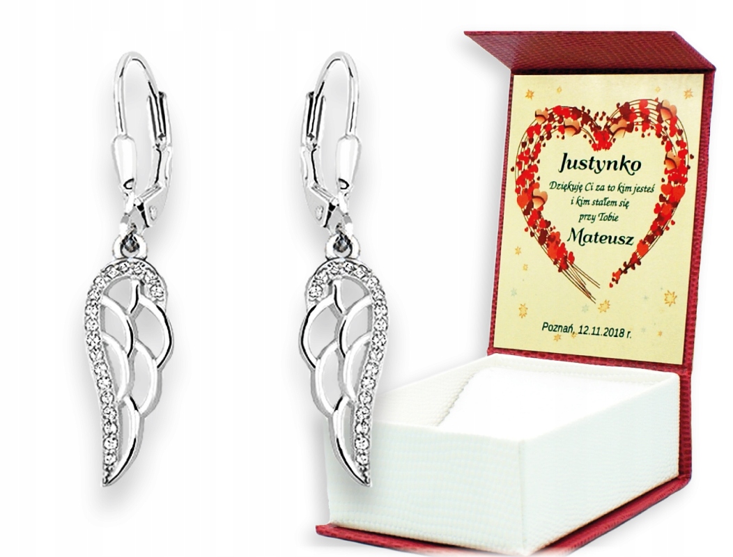 

Srebrne Skrzydła Anioła Efektowne Kolczyki Grawer