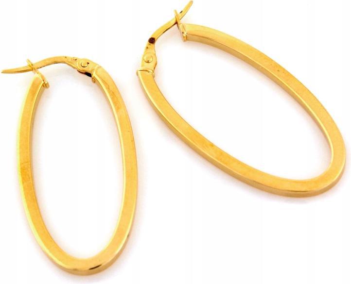 Zlaté náušnice 585 dlouhé oválné, pevné na anglickém zapínání 14K, módní