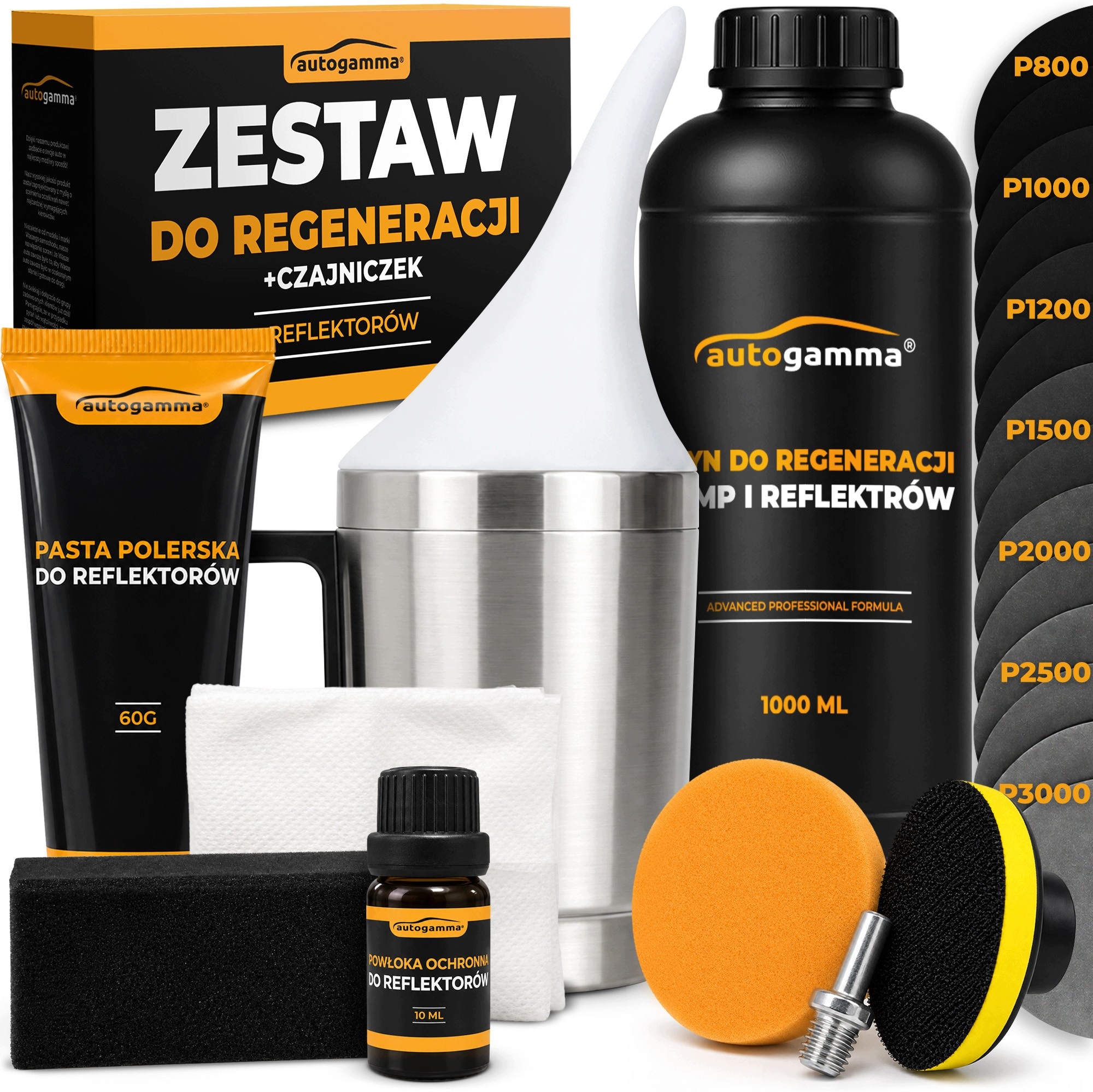 Zestaw do regeneracji reflektorów Auto Gamma z czajniczkiem i płynem 1000ml