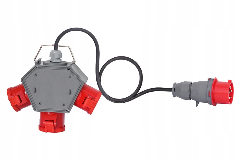 Wytrzymały rozdzielacz trójnik 3x32A 5p wt. 32A 5p Opd 3m 5x4mm