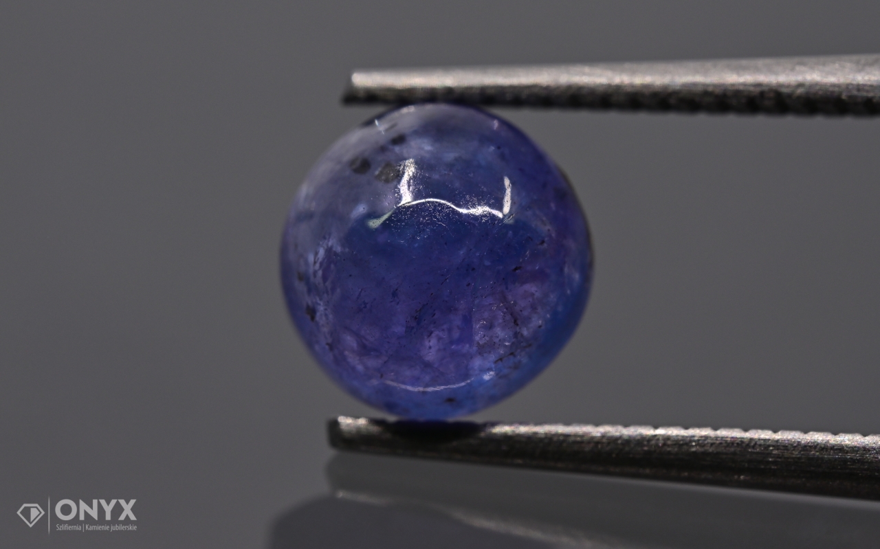 Tanzanit kabošon kulatý fi 6,3 mm