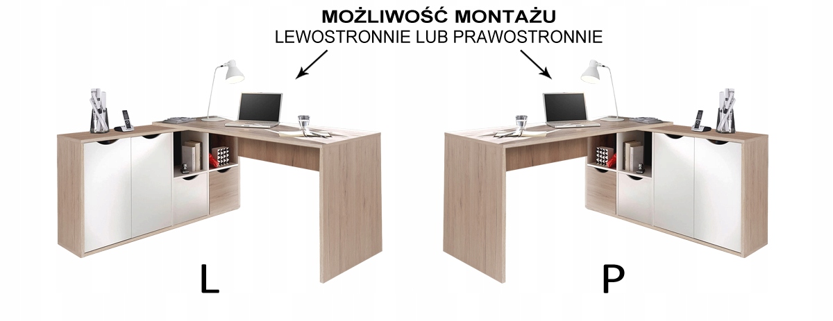 BIURKO NAROŻNE SLASH DUŻE Z POJEMNIKAMI SAN REMO Kolekcja Slash