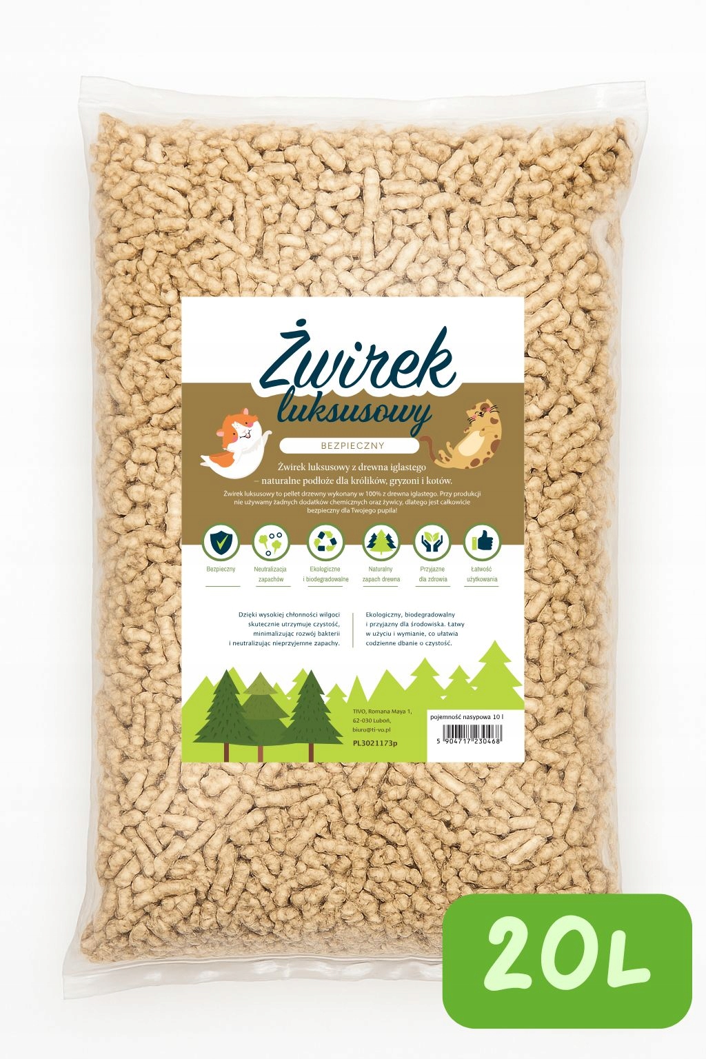 Levně Tivo Stelivo dřevěné luxusní 20 l pelety pro králíky a hlodavce