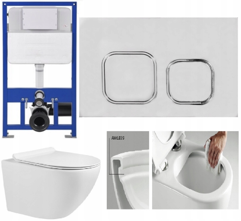 Stelaż do wc Slim 8cm głębokości miska m2 deska przycisk Claro chrom mata