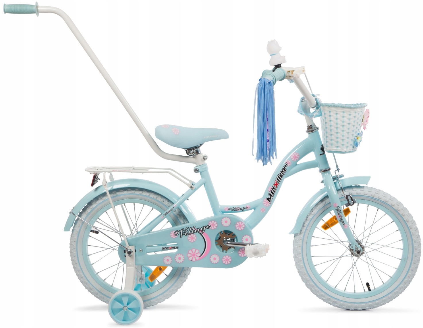 ROWER 16 cali Village dla dziewczynki ROWEREK dziecięcy + prowadnik