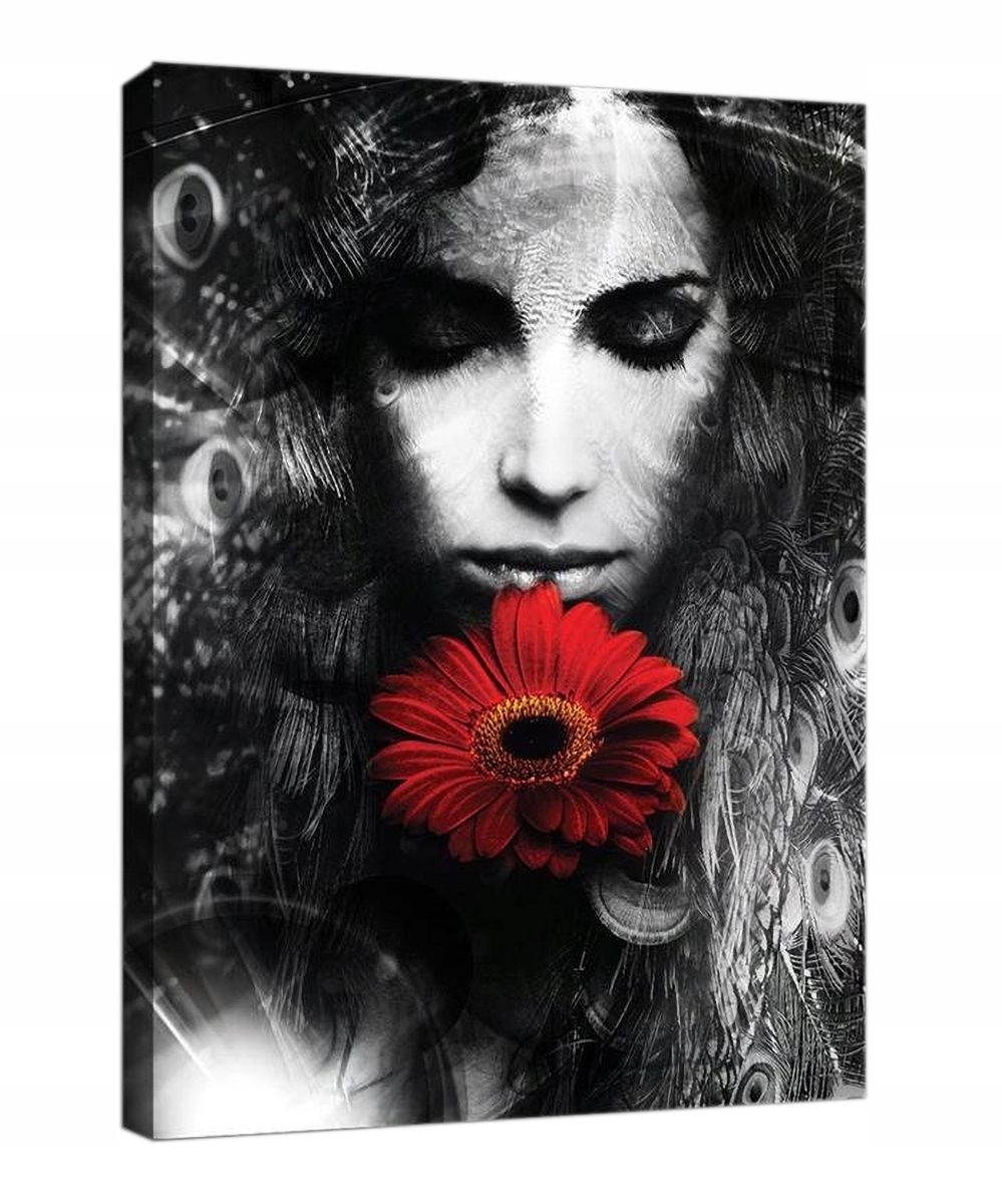Obraz Na Plátně Plátno 75x100 Portét Postava Žena Tvář Květ Gerbera