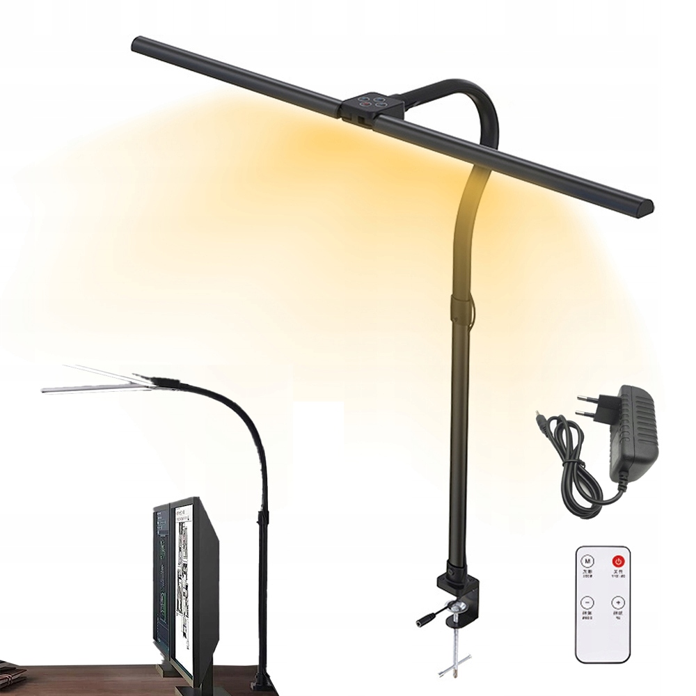 Led Stolní Lampa 24W S Dvojitou Hlavou, 5 Barevných Teplot, 360°