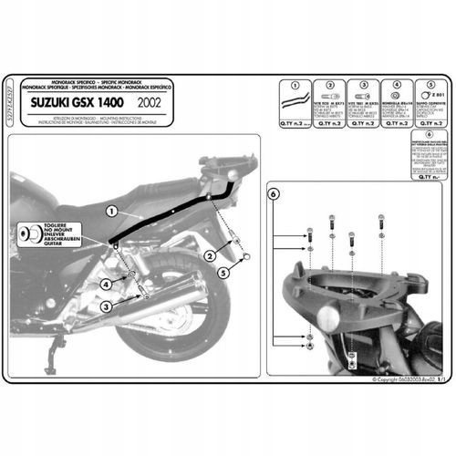 Kappa Nosič Centrálneho Kufru Suzuki Gsx 1400 (02-09) (bez Platne)
