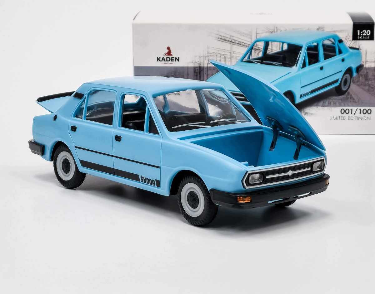 Retro Škoda 120 L Modrá (potisk) Kaden 1:20