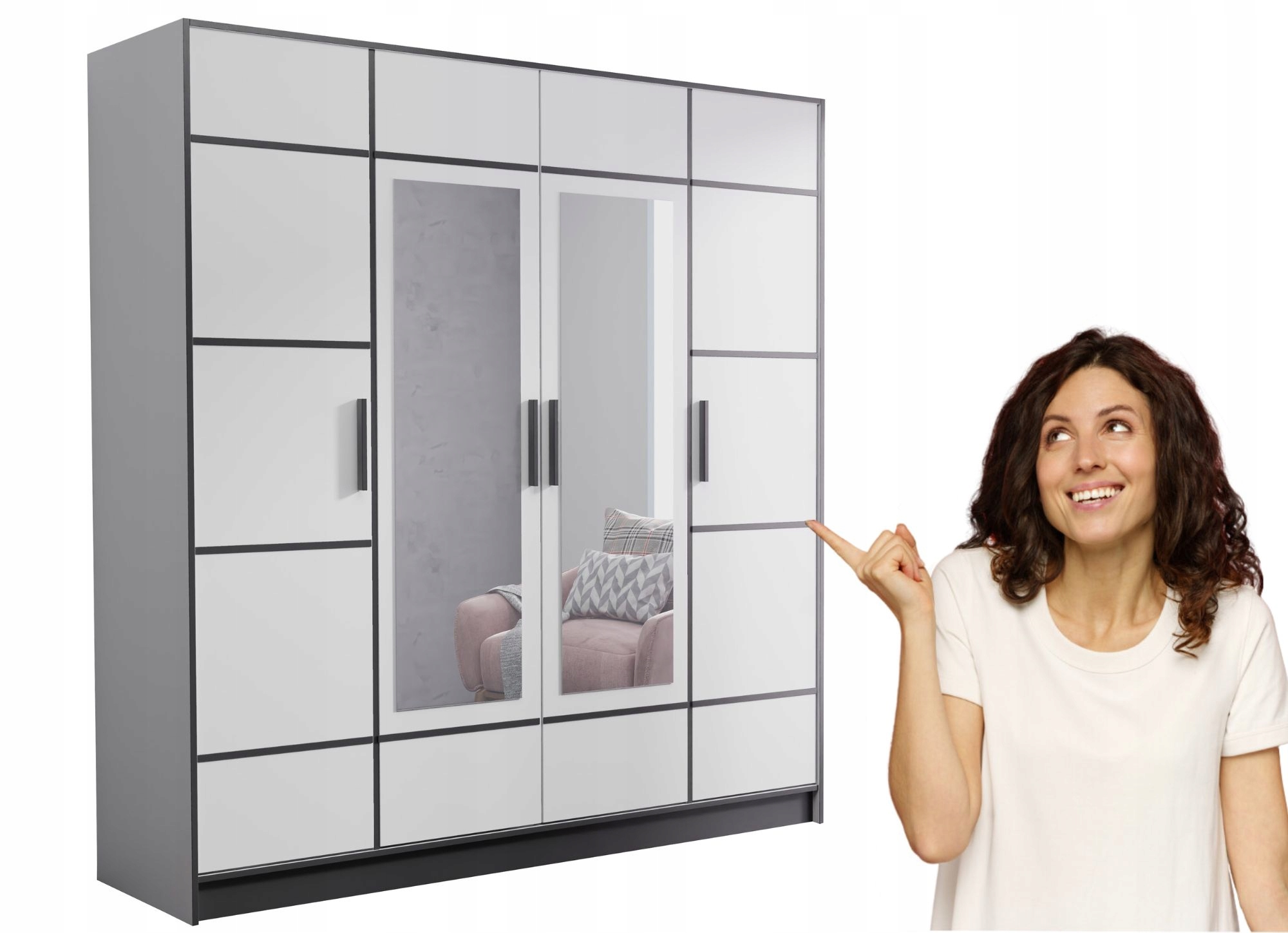 Skříň čtyřdveřová šatní skříň se zrcadlem Dior 207