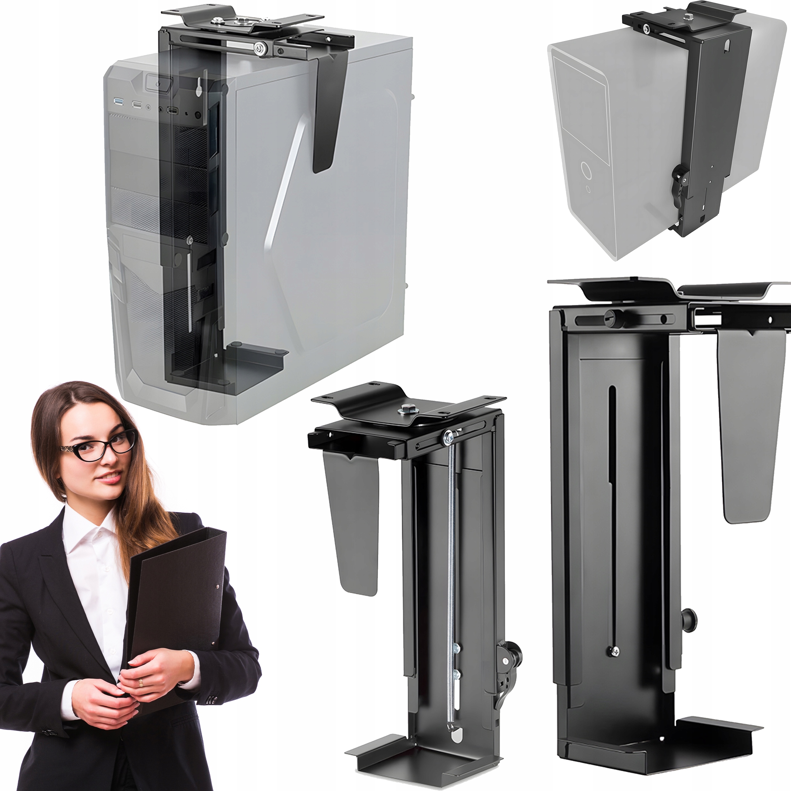 Držák pod počítačový stůl, závěsný, nastavitelný, do 10 kg, ocelový