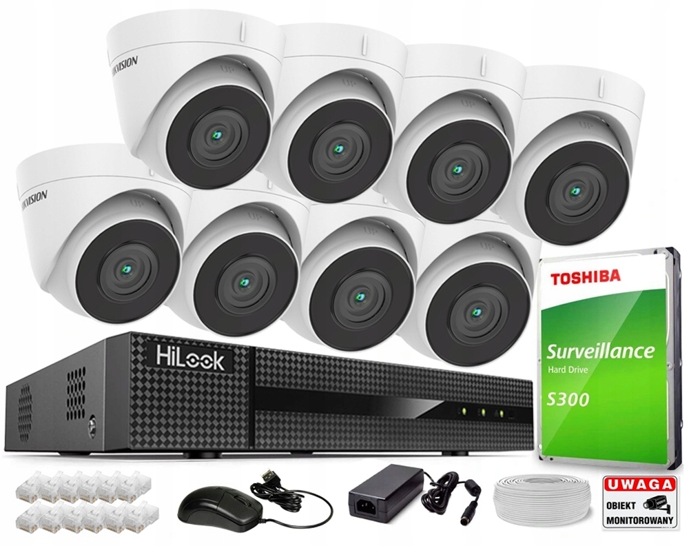 Sada monitorování 8 kamer Ip 4Mpx PoE Hikvision rekordér HiLook 1TB