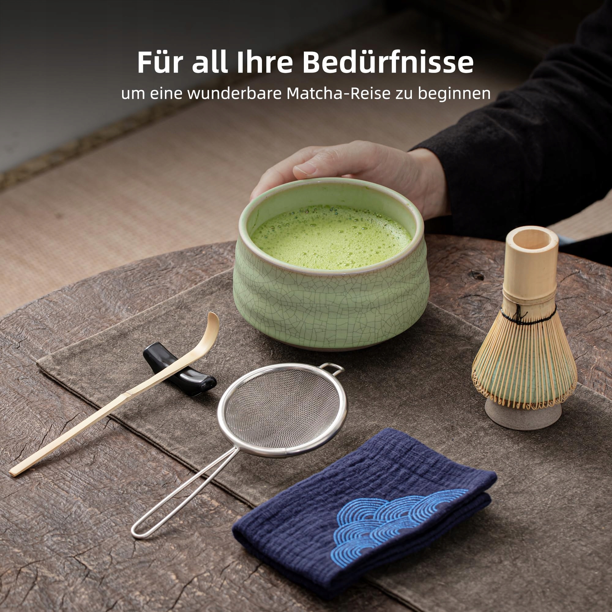 TEANAGOO Zestaw Do Matcha Zielona Herbata Miotełka Sitko Czarka 7 Części — miniatura 2