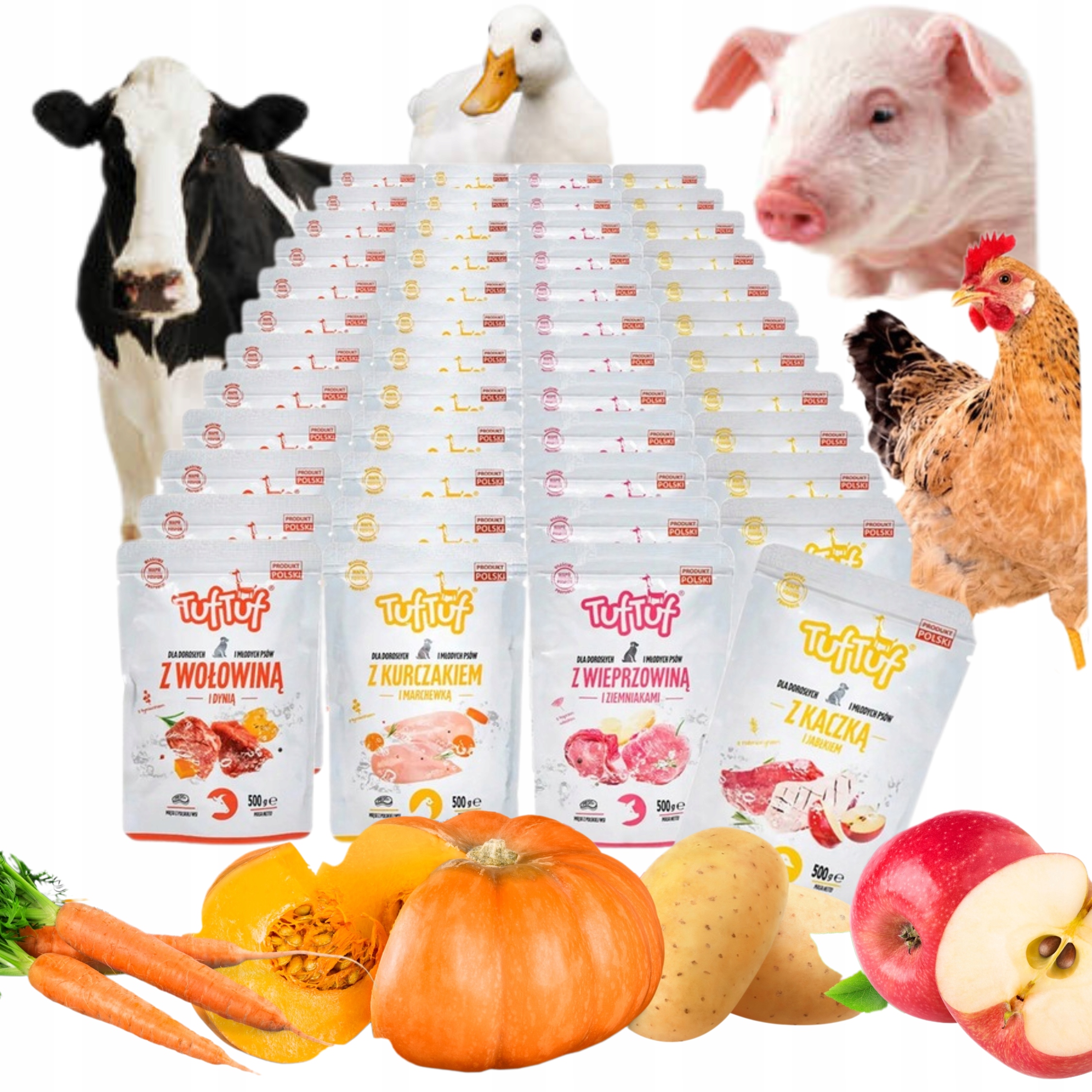 Vlhké krmivo , 40 ks x 500 g, sada Tuf Tuf mix chutí