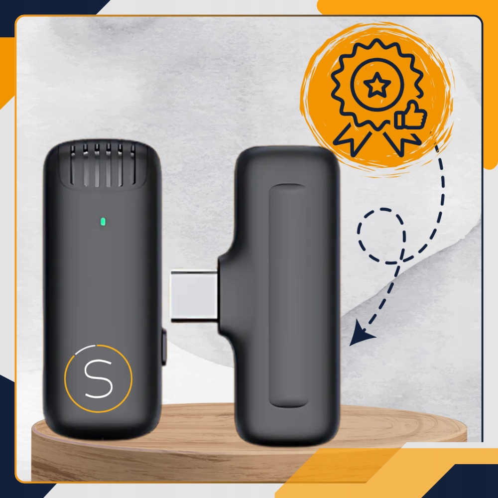 MIKROFON BEZPRZEWODOWY KRAWATOWY DO TELEFONU 2.4 GHZ USB-C + CASE ŁADUJĄCY Model Mike S11