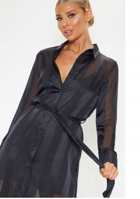 PRETTY CZARNA SUKIENKA SATYNOWA 32