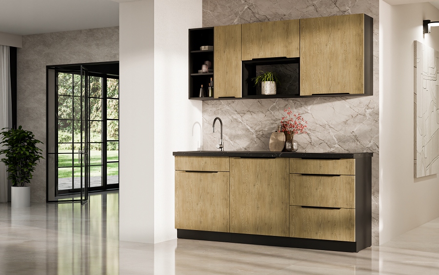 Sada nábytku Orest 58 skříněk dle výběru S Tlumením Dovírání černá dub cremona