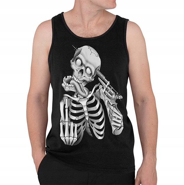 TANK TOP HORROR/ROCK GUN SKULL