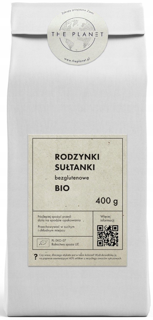 Rozinky Sultánky Bezlepkové Bio 400 g The Planet