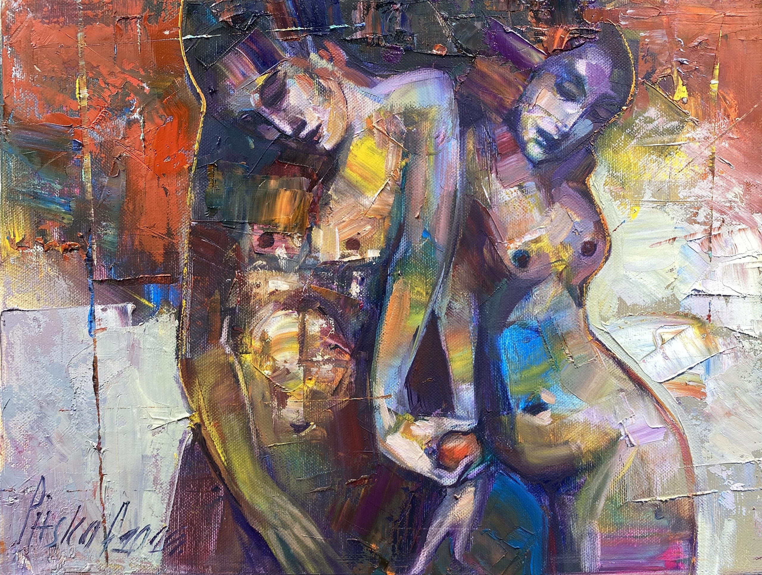 Pitsko Giennadij Adam i Ewa Obraz olejny Nowy