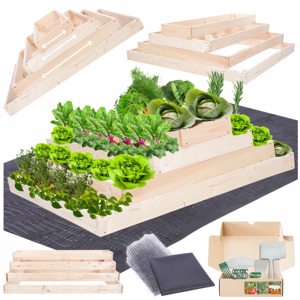 Zeleninový Záhon kaskádový, nastavitelný, vyvýšený květináč, impregnace 36x120x120