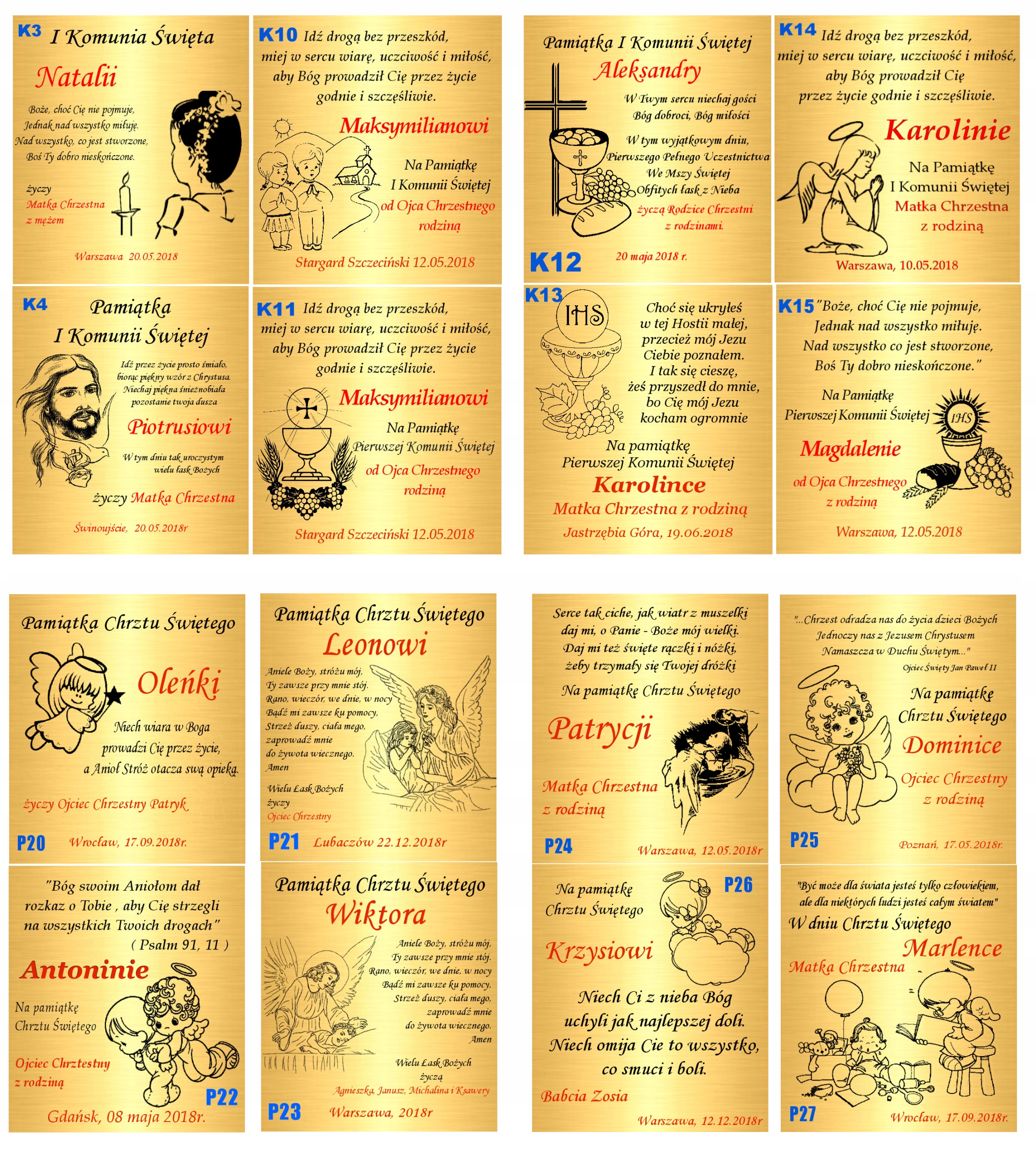 ZŁOTY ŁAŃCUSZEK Z MEDALIKIEM CHRZEST KOMUNIA GRAWER ZŁOTO 333 Rodzaj Złote