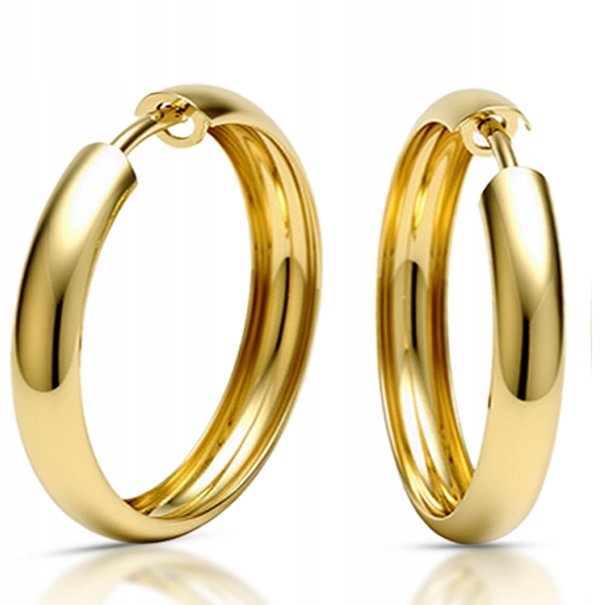 Złote kolczyki koła 585 26mm kółka 14K rynna R04