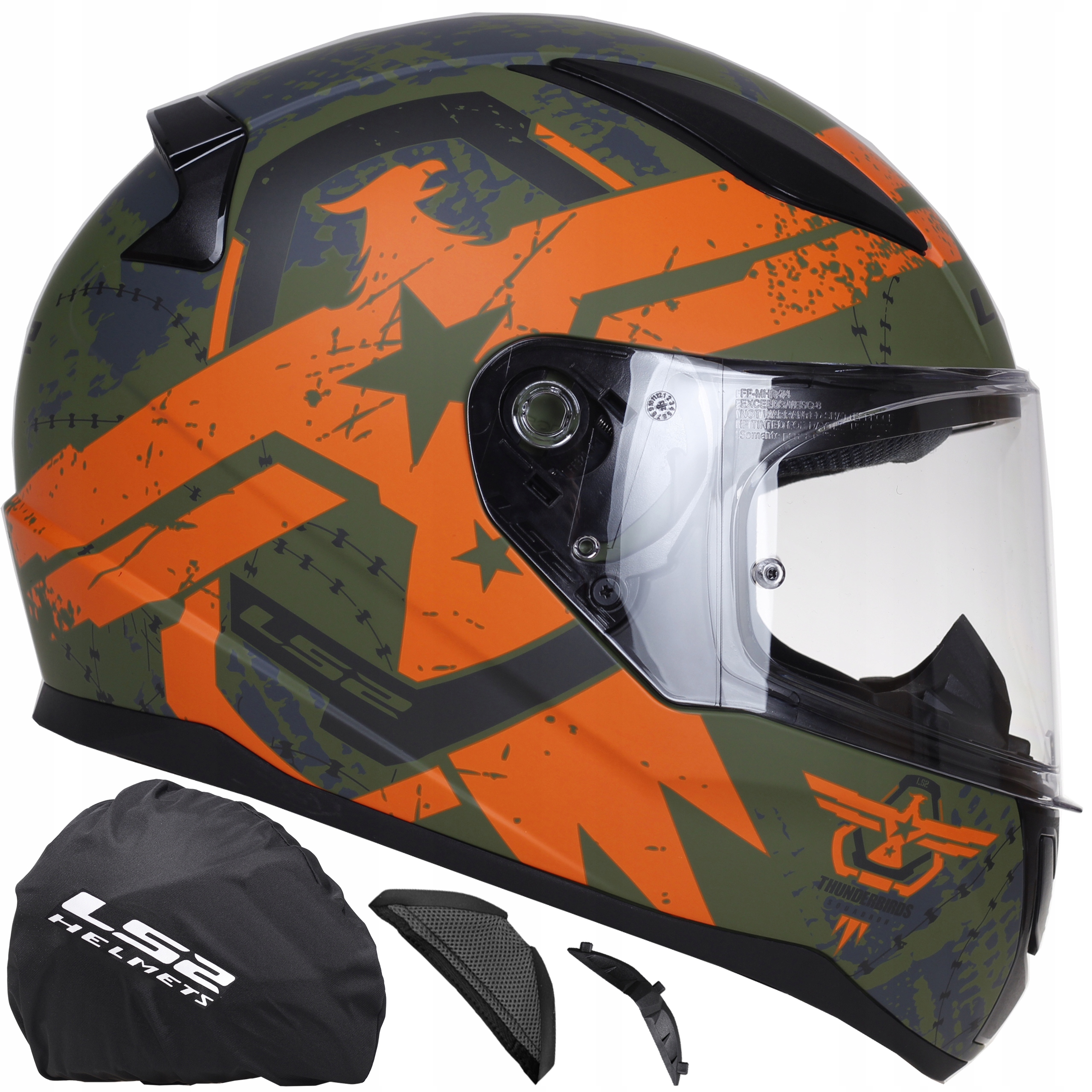 KASK MOTOCYKLOWY LS2 FF353 RAPID II Thunder Birds Orange SYSTEM PINLOCK