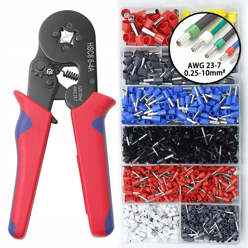 1200SZT TULEJEK KONEKTORÓW PRASKA zestaw izolowane tuleje z narzędziem