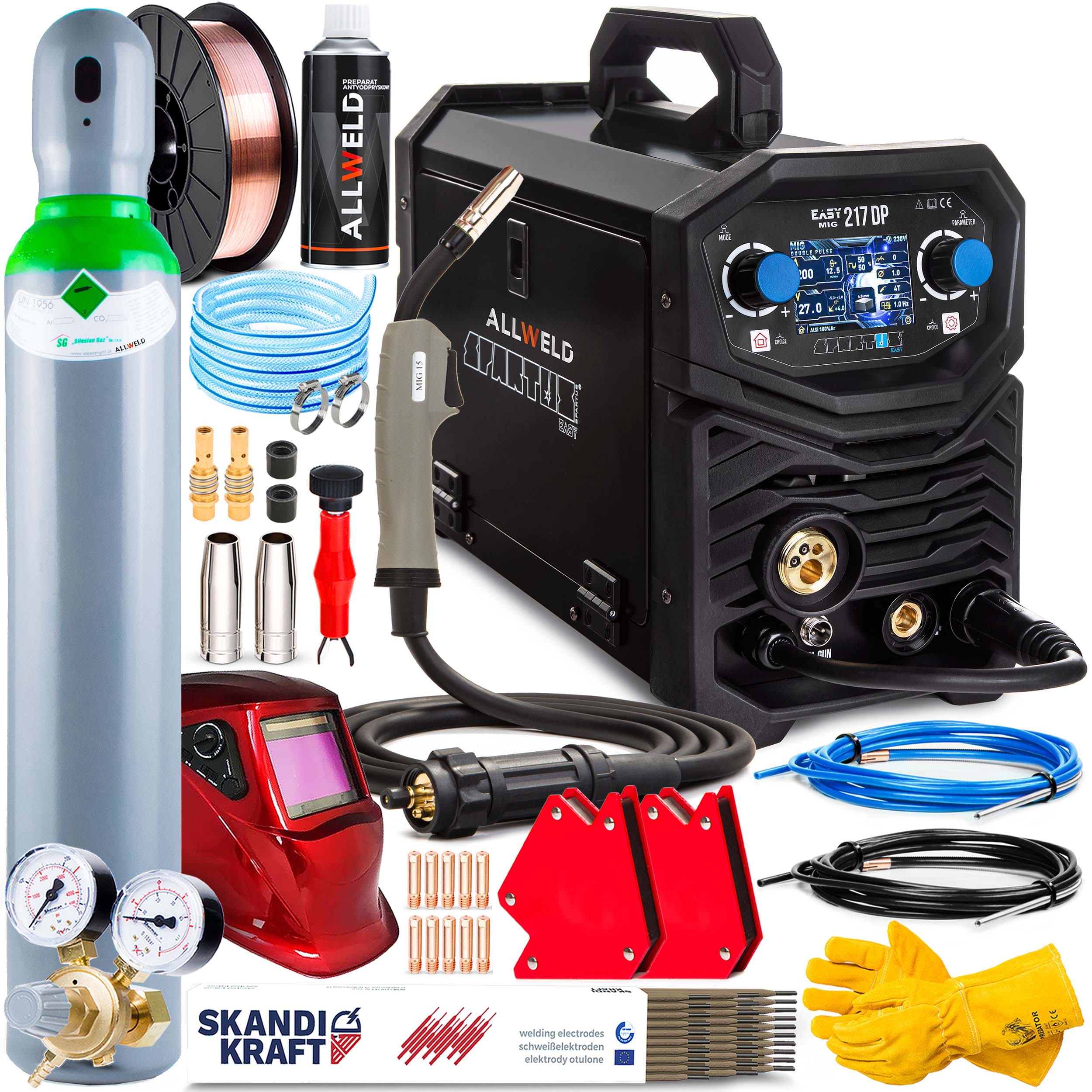 Svářecí Poloautomat Spartus Easy Mig 217DP Mma Tig Puls Alu Synergie 3V1