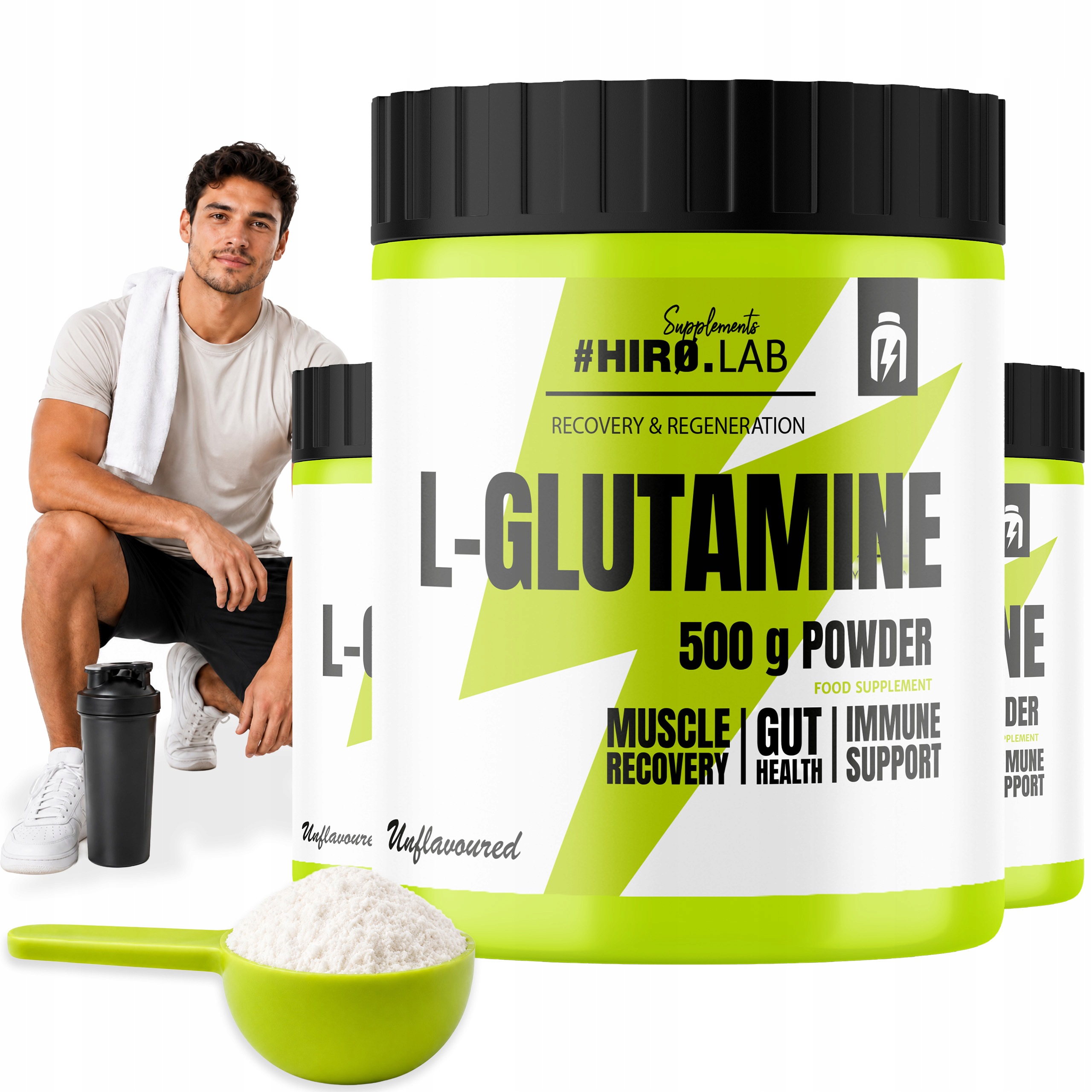 3x Glutamin 500 g Čisté aminokyseliny L-Glutamine Taurin Regenerace Hiro.La