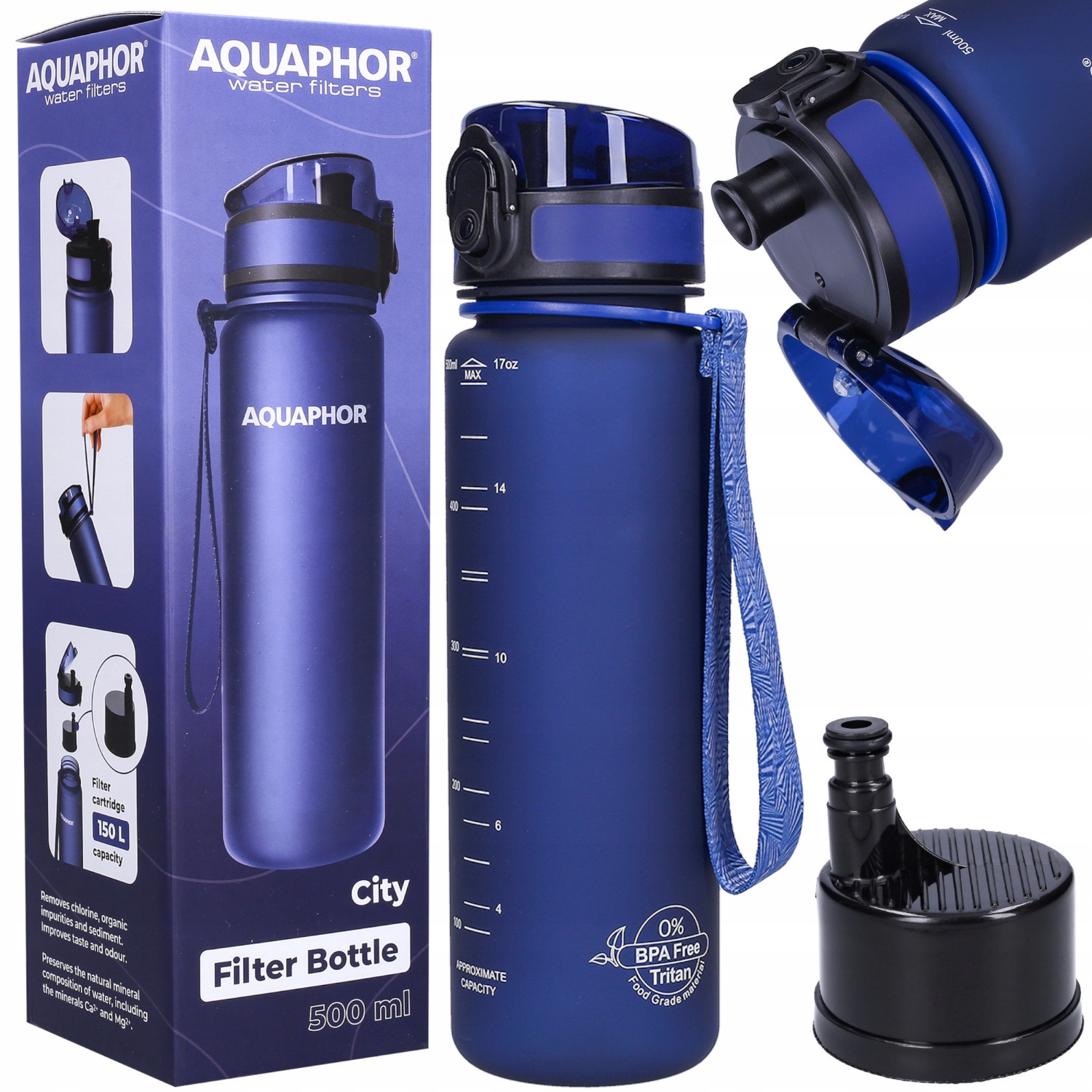 

Butelka filtrująca Aquaphor City granatowa 0.5 l